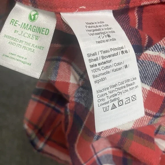 NEW J Crew Flannel Shirt Mens XS Red Plaid Long‎ Sleeve Button Up Work Outdoor - Picture 8 of 9